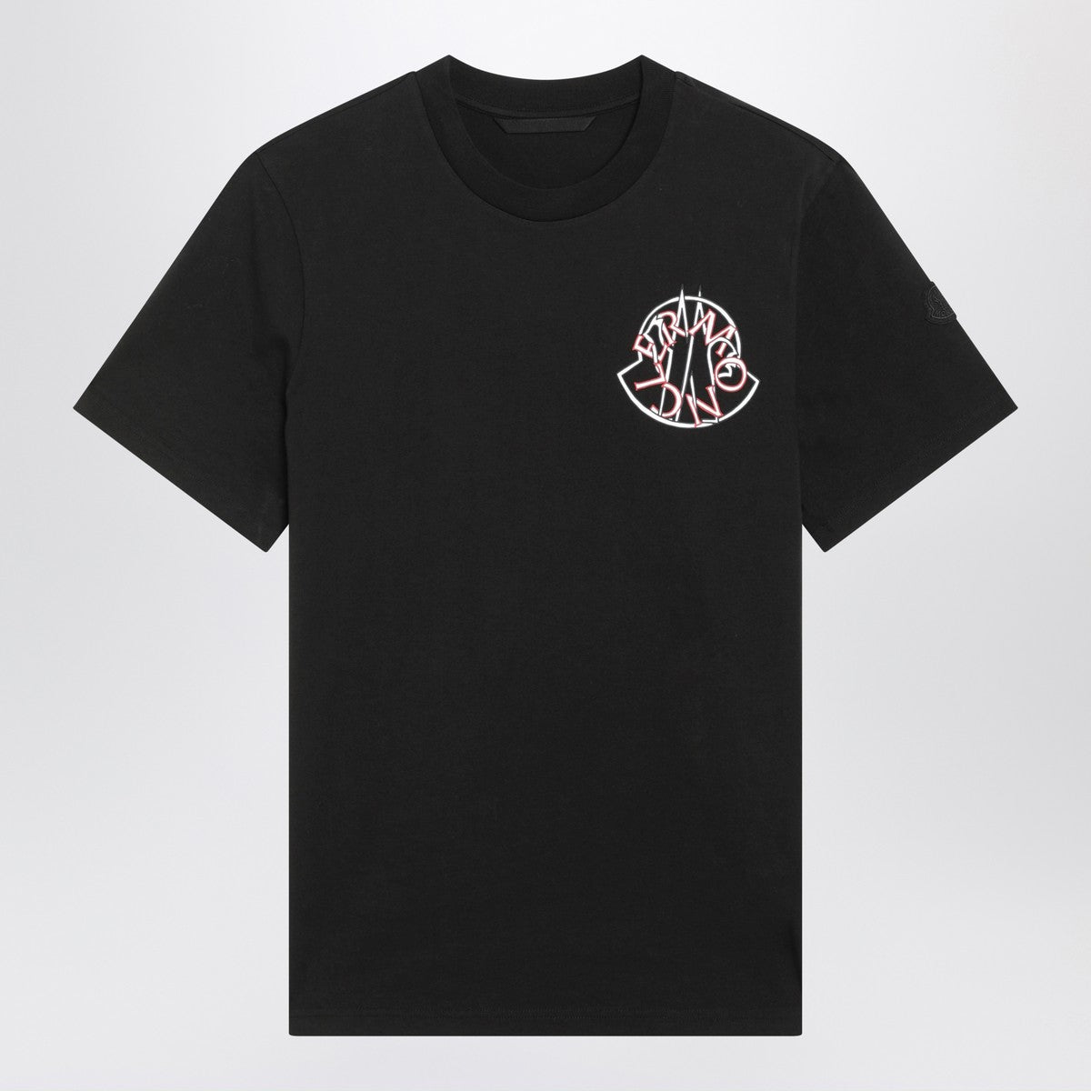 Moncler Black crewneck T-shirt with logo print